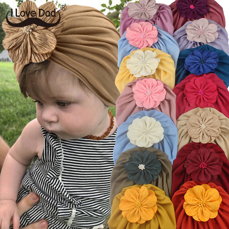 Mũ Turban Trẻ Em Ấn Độ Mới Thời Trang Hoa Lớn Cho Bé Trai Bé Gái Mũ Len Trẻ Em Mũ Len Trẻ Em Băng Đô Bánh Rán Cho Trẻ Sơ Sinh 0-3Y