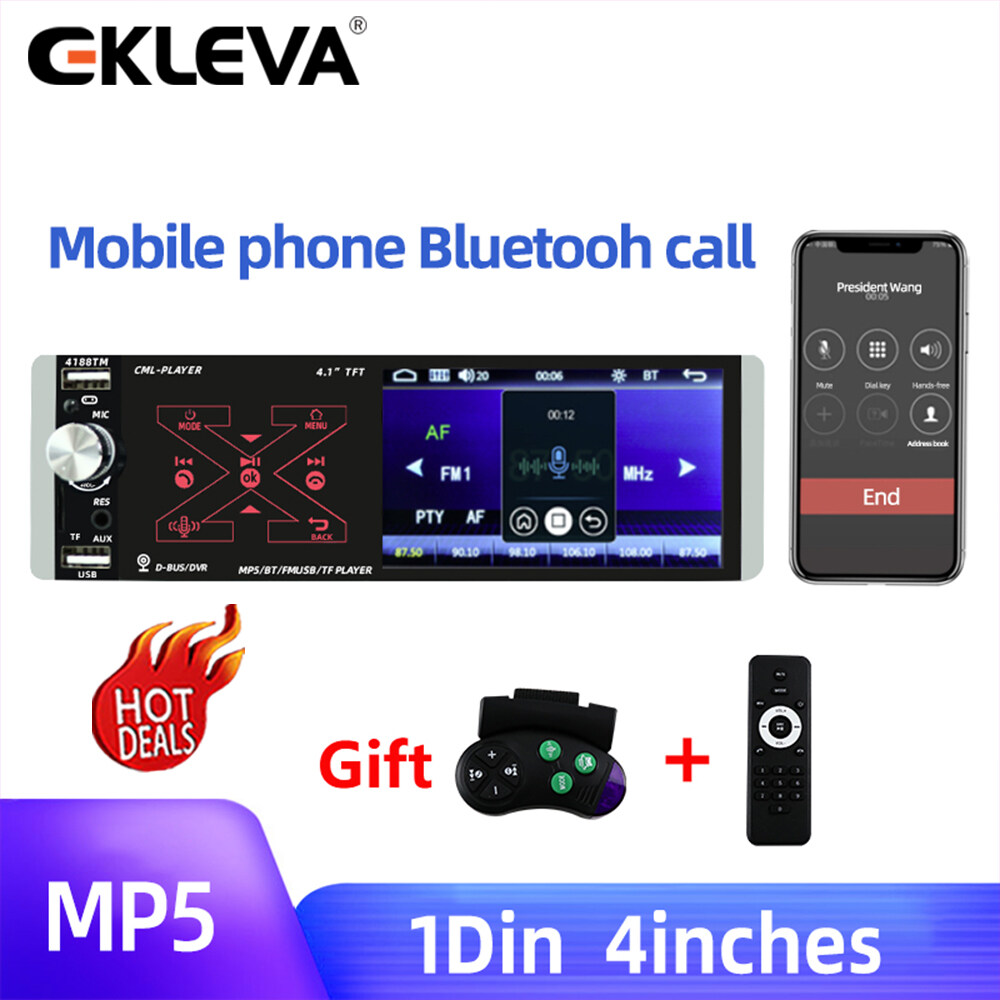 EKLEVA Car Stereo MP3 Player Single Car Stereo Single DIN In Dash Head Unit Bluetooth USB AUX FM Radio Receiver for Toyota ford ราคา 1,498 บาท*ส่งฟรี