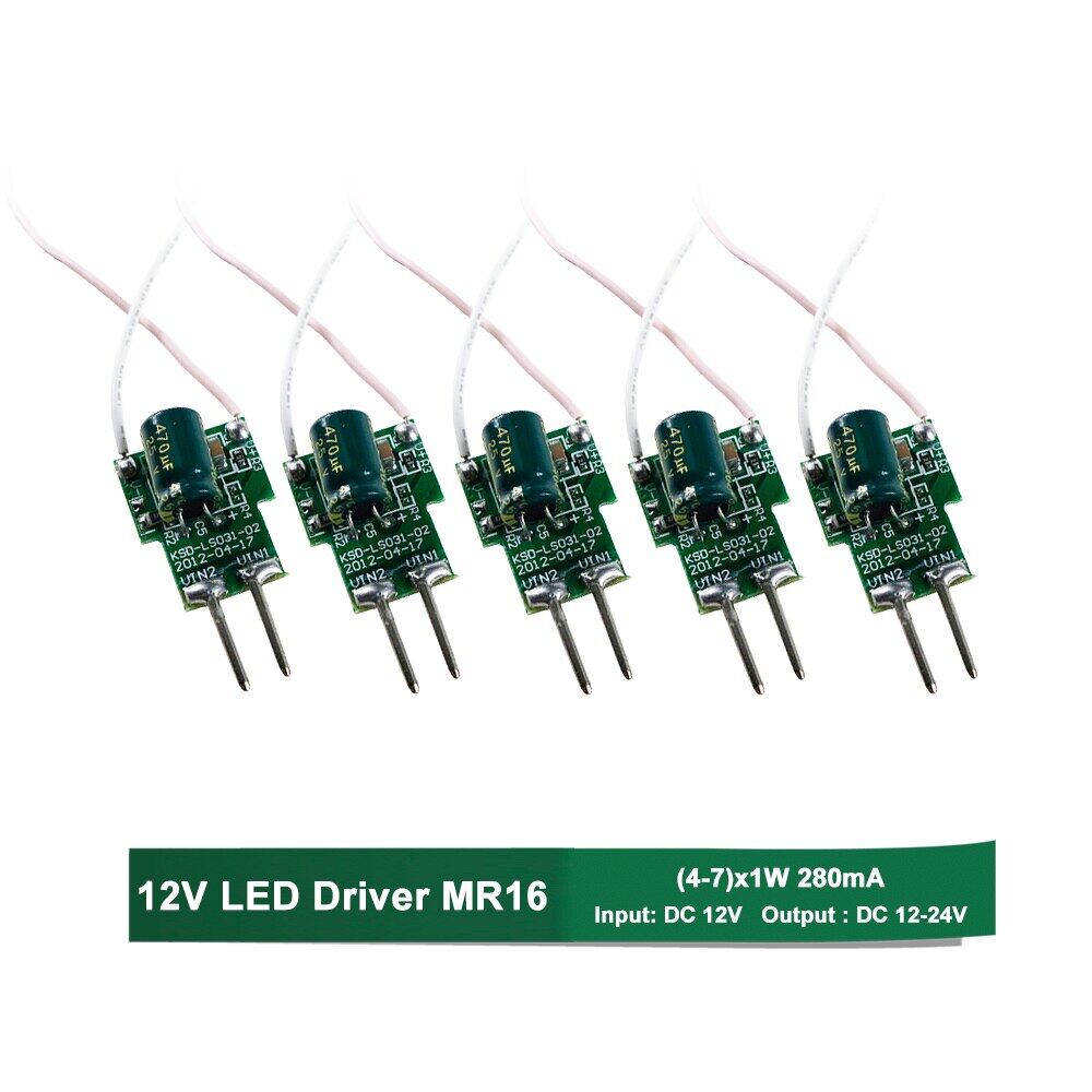 【In-demand】 5 Chiếc Bộ Điều Khiển Led Mr16 Bộ Nguồn 12V Biến Áp Chiếu Sáng Dòng Điện Liên Tục (4-7) X1w 280ma 4W 6W 7W Cho Bóng Đèn Led Jq
