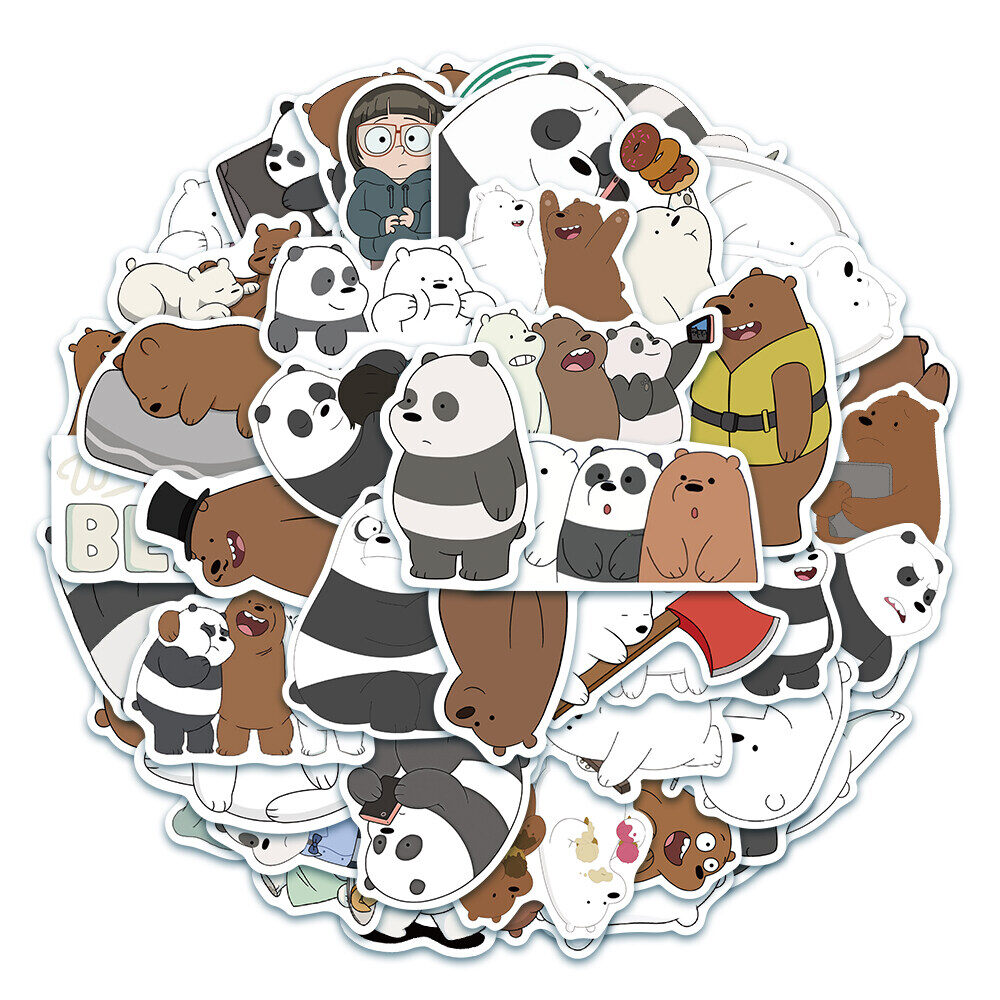 50 Cái Hình Ảnh Dễ Thương Bare Bear Dán Chống Thấm Nước Ván Trượt Vali Guitar Hành Lý Dán Máy Tính Xách Tay Kid Đồ Chơi Cổ Điển