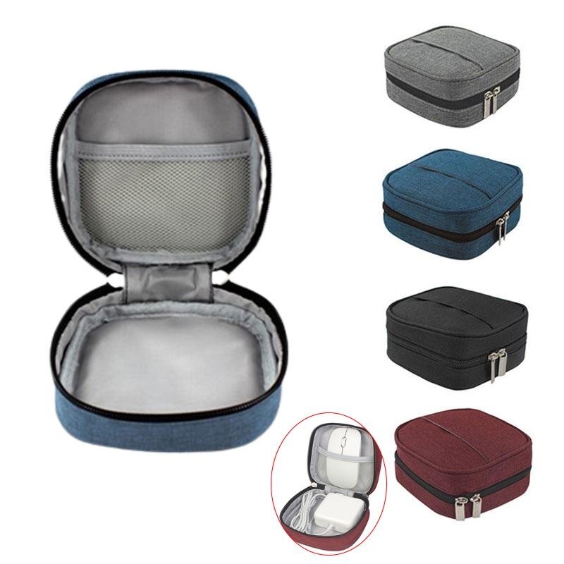 Mini Square Digital Storage Bag Adapter Power Data Cable Headphone Mouse Portable Waterproof Organizer Case Home Travel Pouch