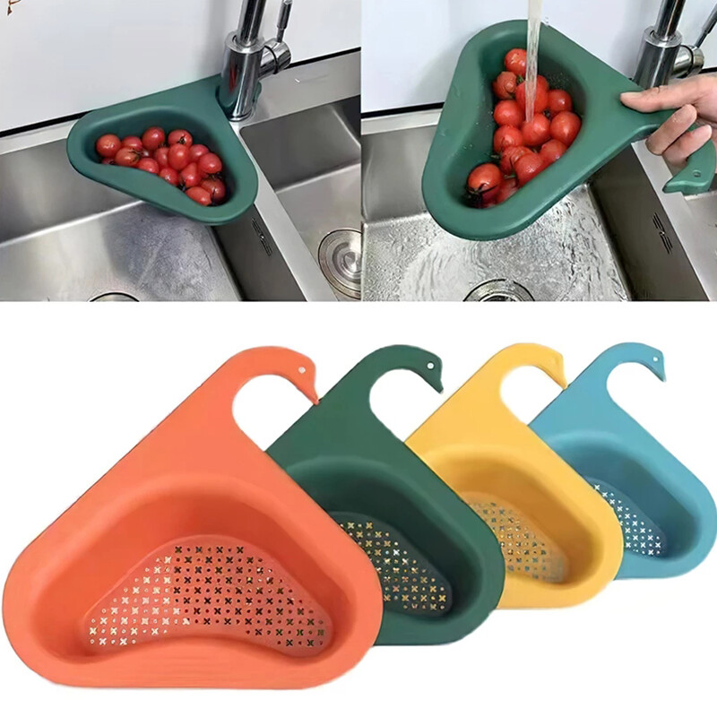 Tam Giác Bồn Rửa Chén Lọc, Rổ Ráo Nước Rau Quả Giá Để Miếng Bọt Biển Cốc Hút Dụng Cụ Nhà Bếp Lưu Trữ, Kệ Lọc Bồn Rửa