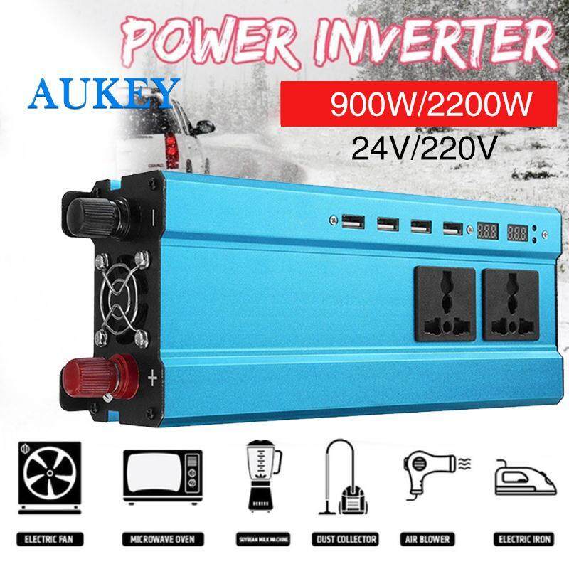 Auto SOLAR เครื่องแปลงไฟเครื่องแปลงกระแสไฟรถยนต์แบบพกพา DC24V TO AC220V 2200 W Peak อลูมิเนียมอัลลอยด์กลางแจ้งอะแดปเตอร์ LED รถชาร์จไฟพาวเวอร์ซัพพลาย TRANSFORMER