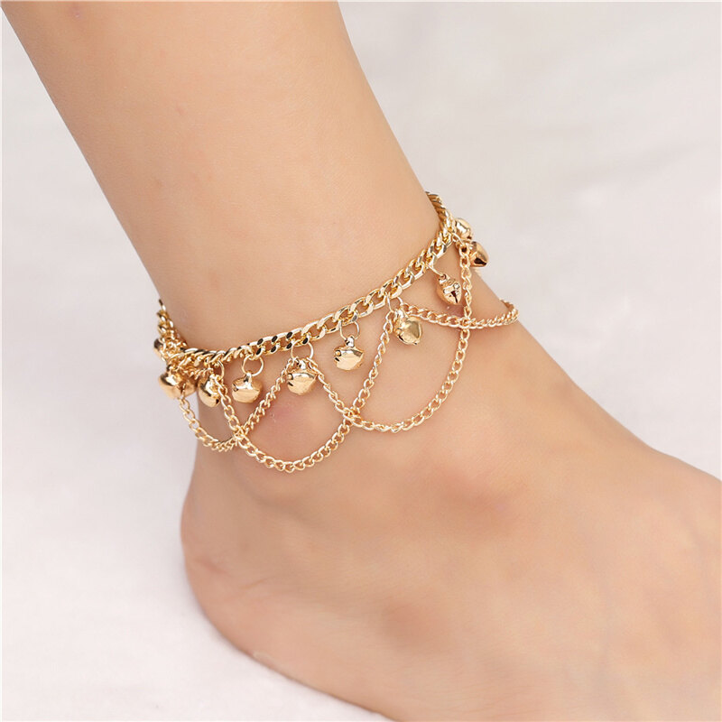 Vòng đeo mắt cá chân quyến rũ chuông tua rua phong cách boho gypsy thời trang vòng đeo chân vòng đeo chân