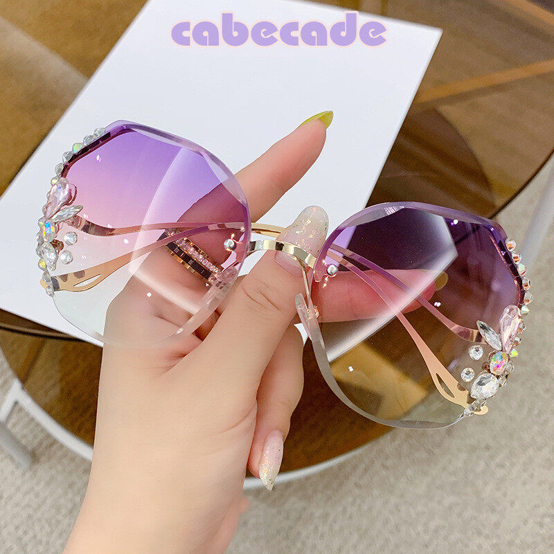 Cabecade kính râm chất lượng cao kính râm đính đá thời trang mới 2022 kính râm chống tia uv hợp thời trang cho nữ kính râm mỏng phiên bản hàn quốc