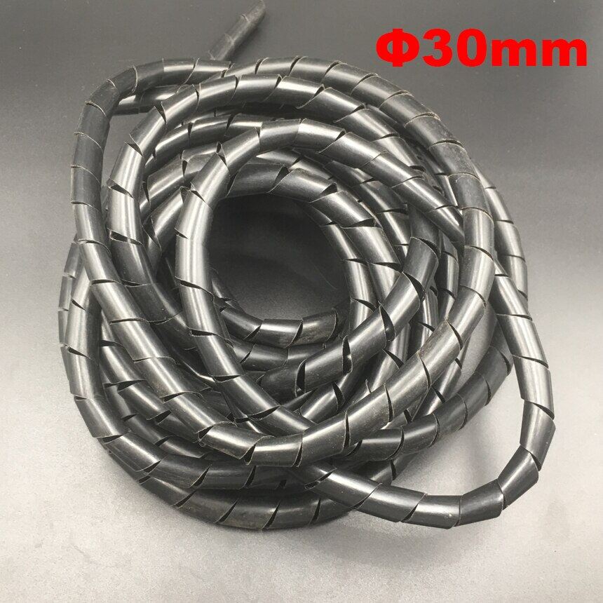 5M 30mm Preto branco flexível PE polietileno Máy tính để bàn Cabo Cabo fio gerenciar Manga bảo vệ espiral envolvimento Banda Tubo