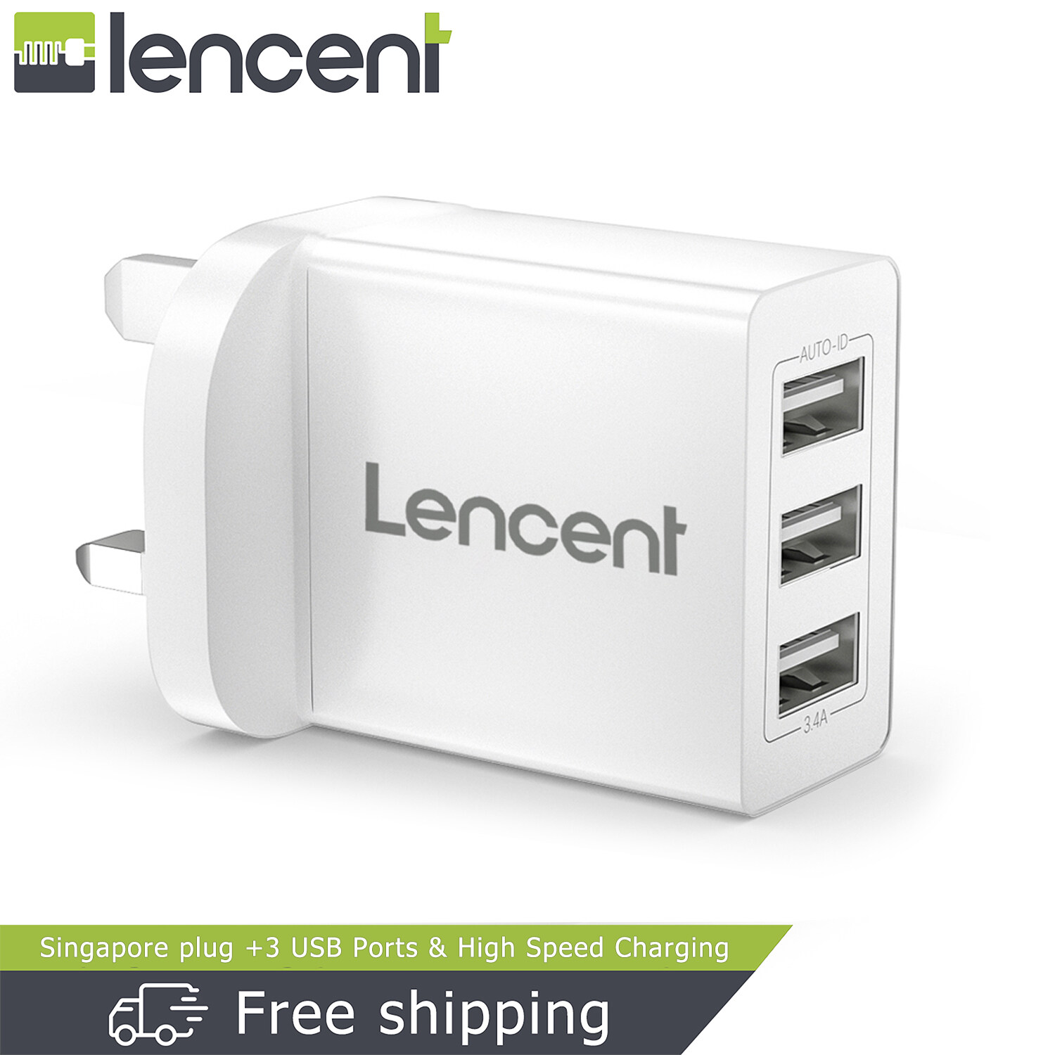 Nikai mall Lencent 3 Pin UK 3-Port Bộ Sạc Cổng USB 3.4A Bộ Sạc Gắn Tường USB Cube Portable Mains Phích Cắm Điện Với Công Nghệ IC Thông Minh Cho Galaxy, V. V.