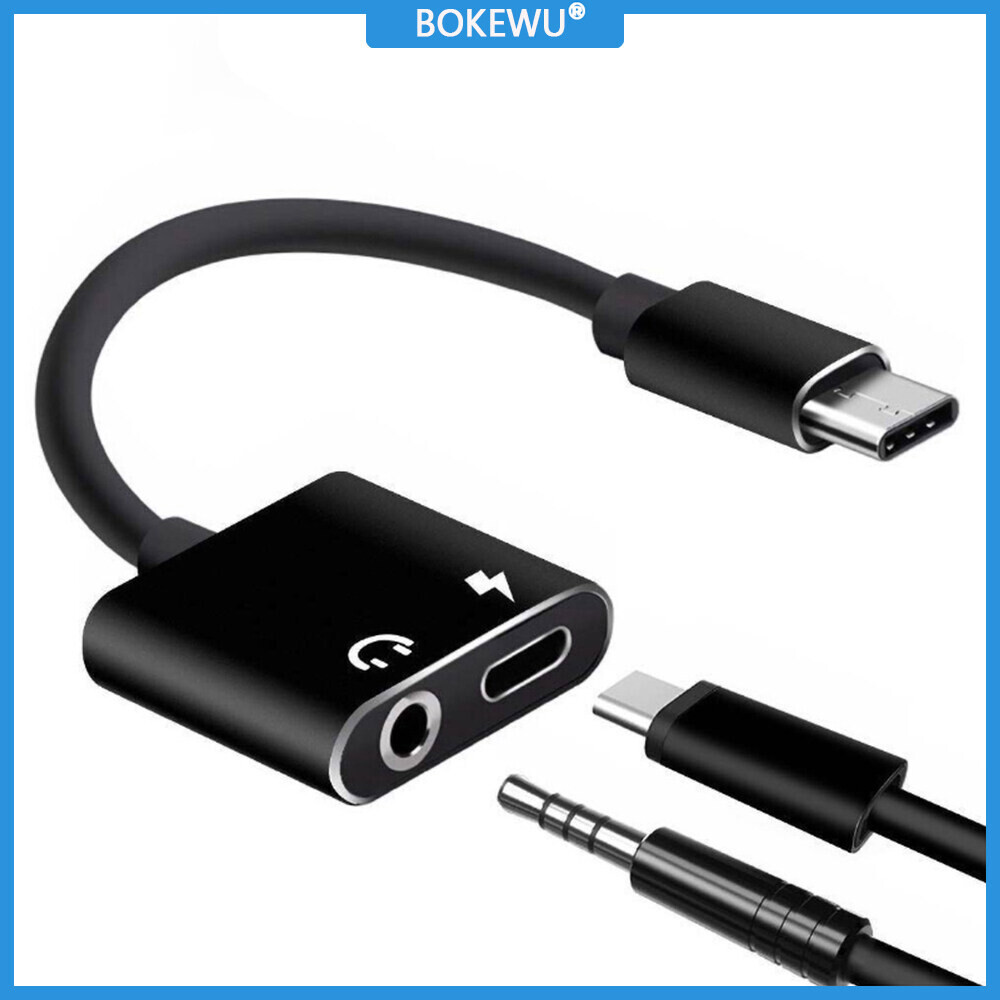 BOKEWU Bộ Chuyển Đổi Giắc Cắm Tai Nghe USB Loại C Sang 3.5Mm Cáp Âm Thanh AUX Bộ Chuyển Đổi USB-C Sạc Tai Nghe