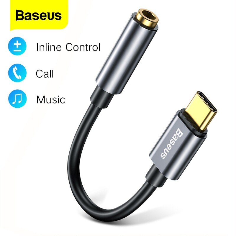 Baseus USB C to 3.5mm Earphone Jack OTG Adapter Type C to 3.5mm Headphone Audio Aux Cable for Huawei Xiaomi Mi 10 9 Oneplus 8 7 Pro