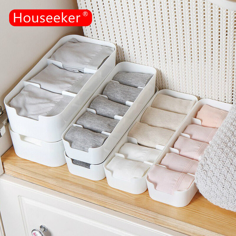 Houseeker Wardrobe Storage Box Stackable Space Saving Basket Socks