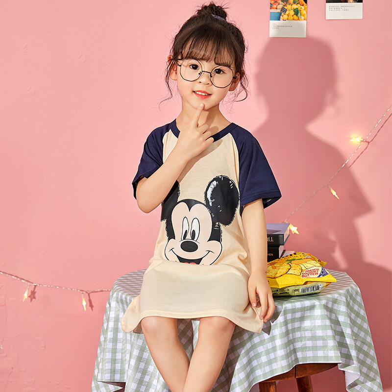 Minnies Sonic The Hedgehog Snow Whites Girls Short Sleeve Pajama Dress Summer Summer Nightdress Combed Cotton Thin Section Cute Korean Style Homewear - 6