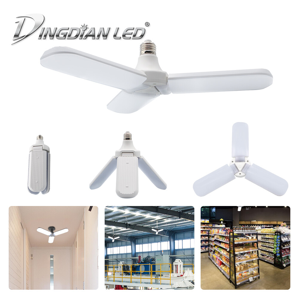 DINGDIAN AC170-265V LED Cánh Quạt Gấp Được Bóng Đèn LED E27 Đèn Điều Chỉnh Góc Siêu Sáng Màu Trắng Lạnh 45W, Đèn LED Chiếu Sáng