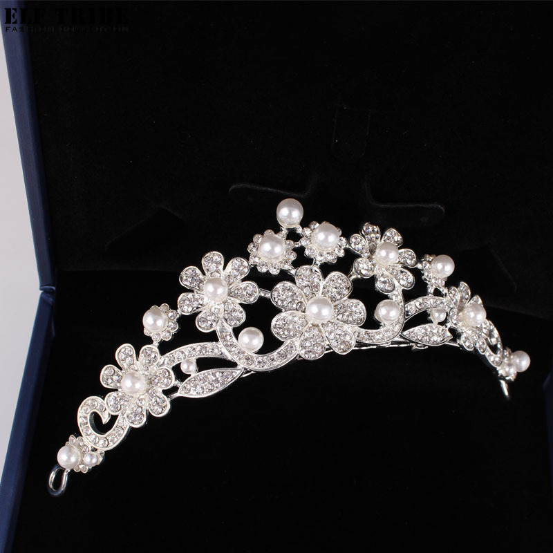 ELF TRIBE Korean Bride Crown Sweet Pearl Wedding Dress Accessories Hair Comb Hair Accessories Silver Children's Crown ราคา 234 บาท*ส่งฟรี