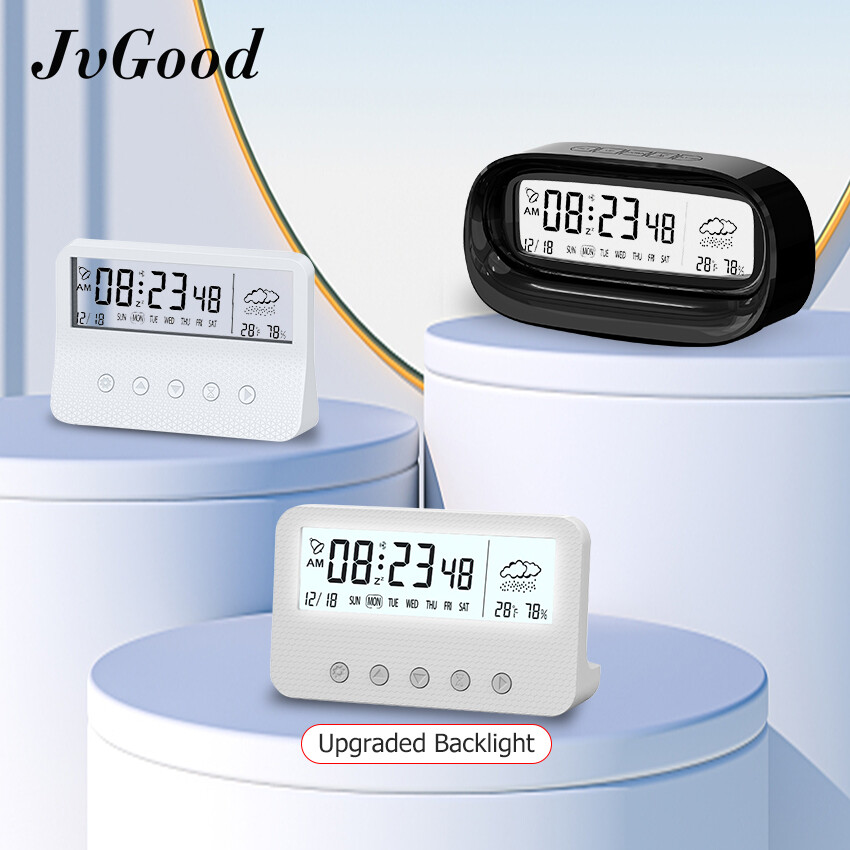 JvGood đồng hồ báo thức điện tử Đồng Hồ Báo Thức Nhật Bản để bàn mini đồng hồ báo thức để bàn mini Trong Suốt Để Bàn Hiển Thị Giờ-Thứ-Ngày-Tháng-Năm, Nhiệt Độ - Độ Ẩm.
