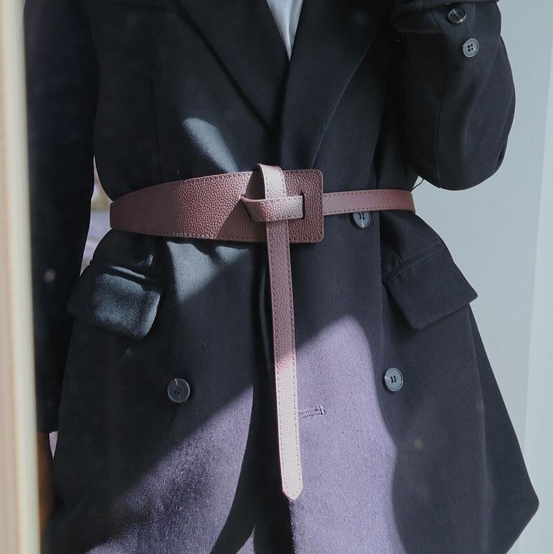 Đai Corset Gen Bằng Da Rộng Nữ Tie Obi Brown Nơ Cài Màu Đen Thắt Nút Cho Trang Phục Thời Trang Thắt Lưng Đám Cưới Thắt Lưng Nữ