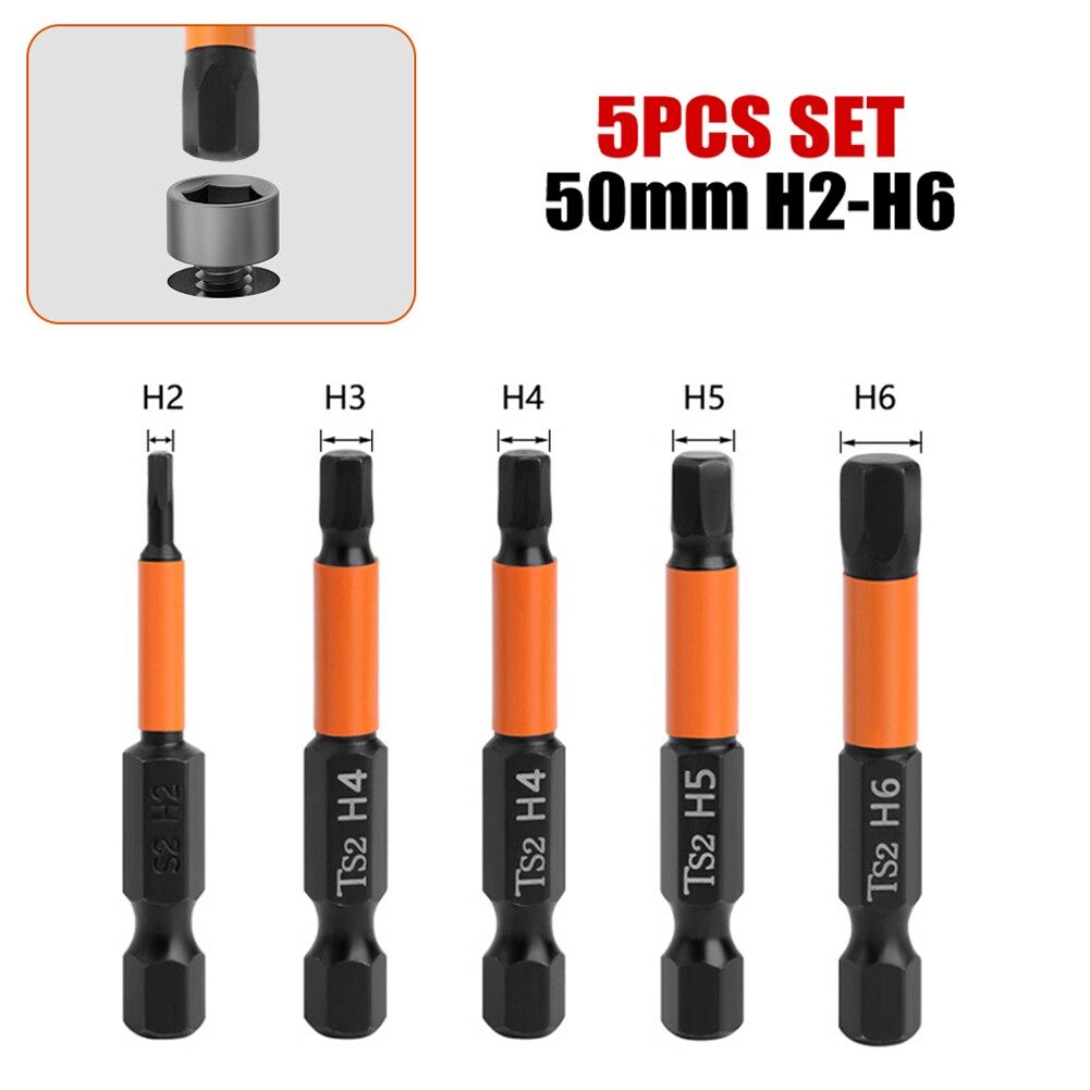 Unnicoco 5 cái tua vít hình lục giác bit 1/4 inch chuôi lục giác H2-H6 50 mét