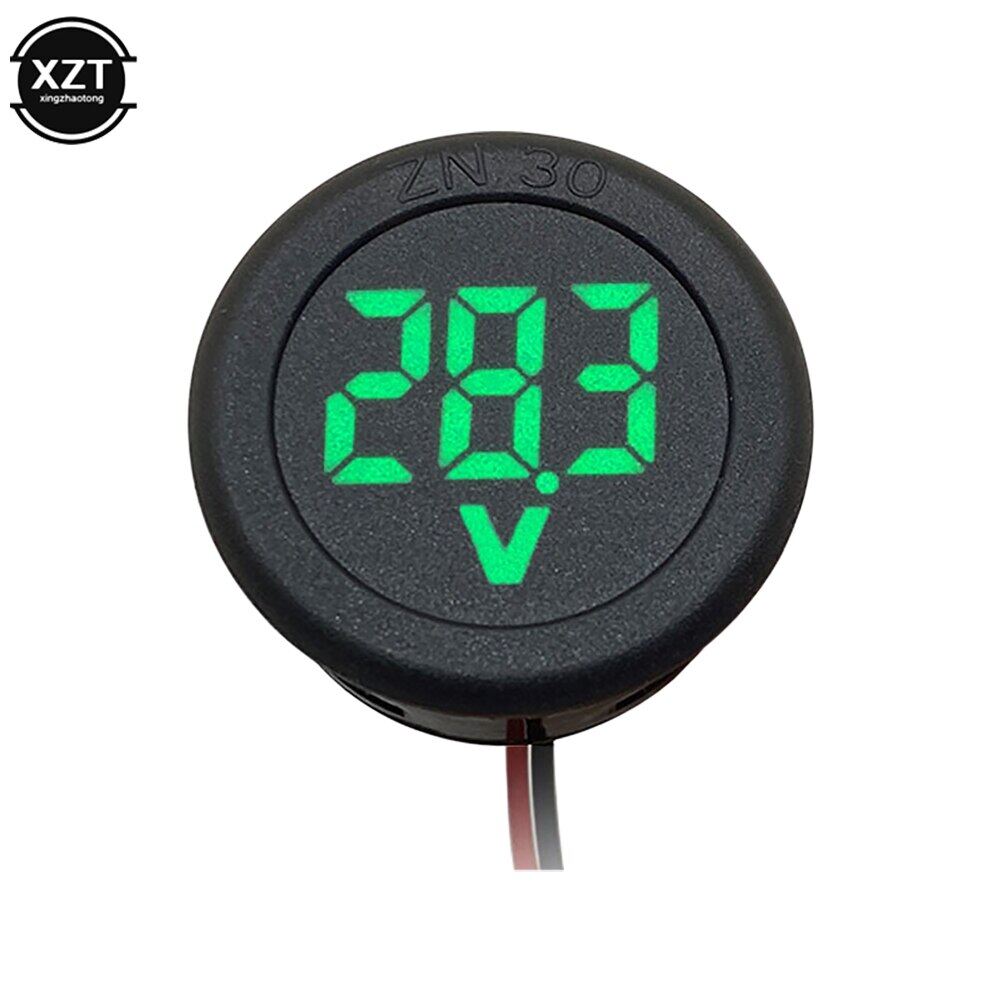 Vôn kế kỹ thuật số dc5-100v vôn kế tròn màn hình kỹ thuật số led đồng hồ đo dòng điện điện áp xe hơi bảng điều khiển vôn kế