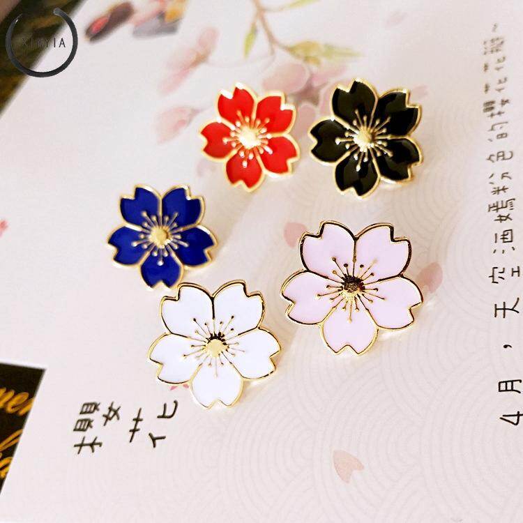 Ghim cài áo hình hoa anh đào mới ghim cài áo đồng phục cho nữ ghim cài áo hình hoa dầu kim loại ghim cài áo phụ kiện quần áo