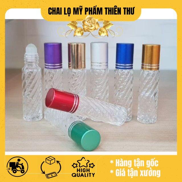 Lọ chiết nước hoa bi lăn xoắn 10ml nắp vàng đựng dầu thơm