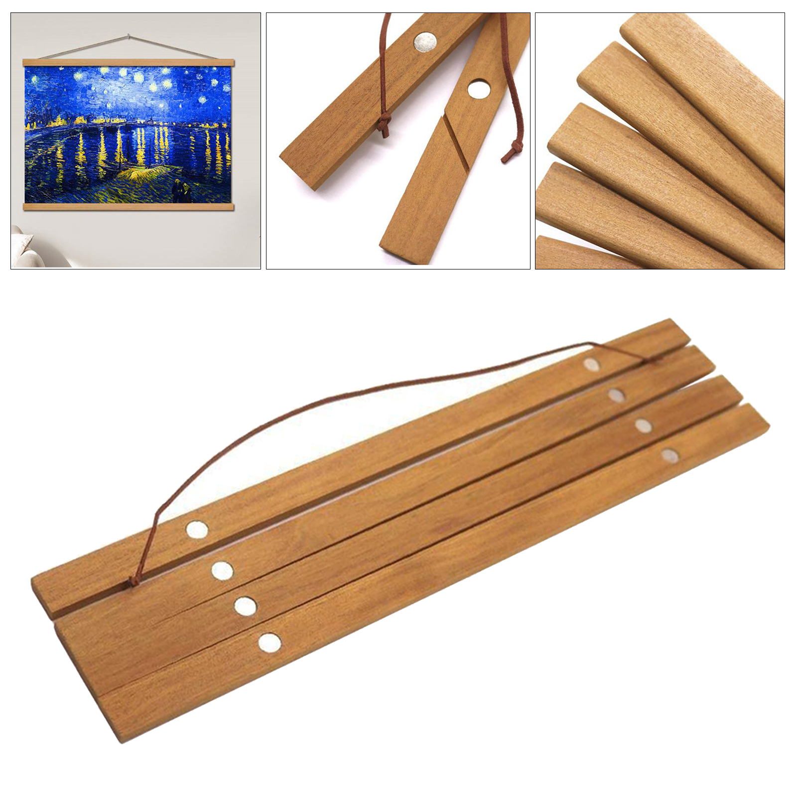 Natural Solid Wood Poster Hanger Clips – Wall-Mount Picture & Calendar Holder, Easy To Use