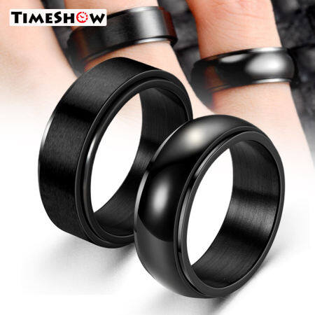 Turning Fidget Ring Anti Anxiety Finger Decor Toy Titanium Steel Punk Finger Jewelry Spinner Rings for Anxiety