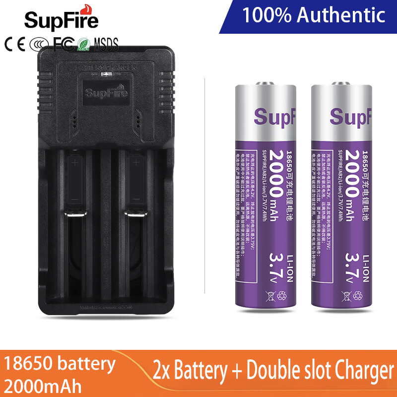 SUPERFIRE Đèn pin AB2 Mạnh Mẽ Ánh Sáng Đèn Pin 18650 Li-Ion Pin Sạc 2000MAh 3.7V Thích Hợp Cho 10W Đèn Pin đèn pin sạc điện