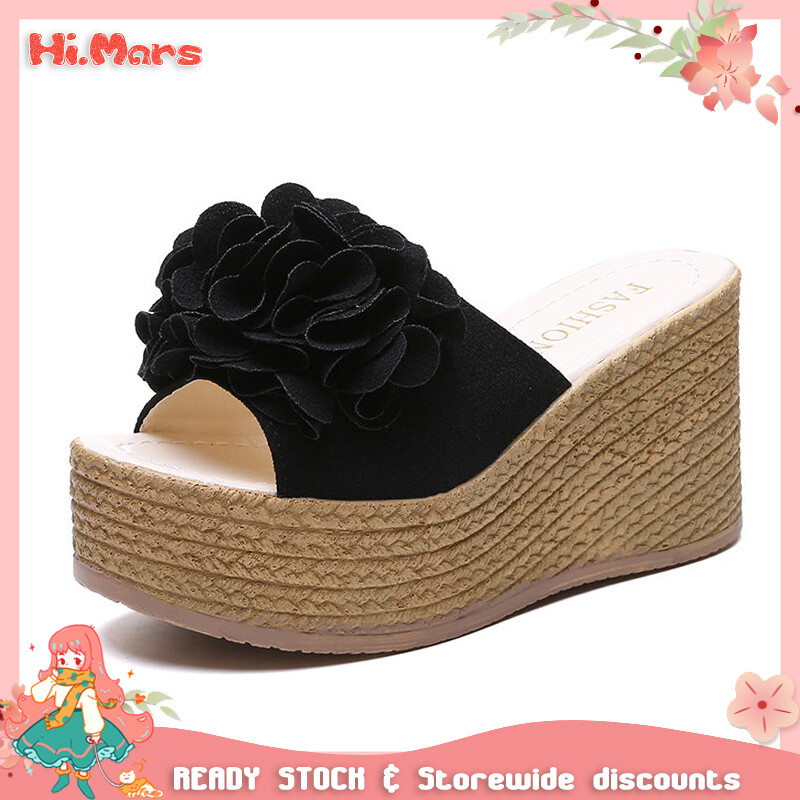 Hi.Mars Xăng Đan Đế Xuồng Thời Trang Hàn Quốc Cho Nữ Giày Lười Cao Gót Đế Xuồng Nơ Và Hoa
