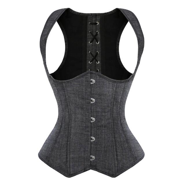 คอร์เซ็ทรัดตัวลายโกธิคพังค์ผู้หญิงผูกเชือกเสื้อรัดเอว Corset ไม่มีกระดูกสายรัด Bodyshape ชุดขนาดใหญ่ S-6XL