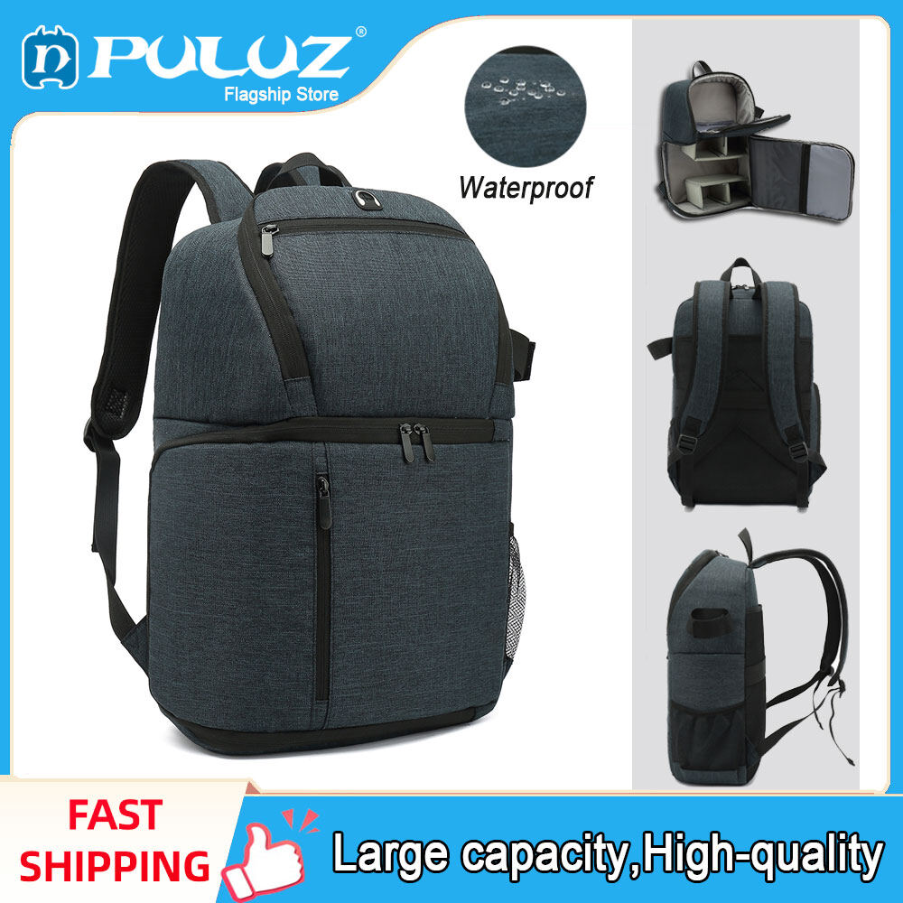 PULUZ Water Proof Water Resistance Multi-functional Camera Backpack Large Capacity Portable Travel Double Shoulder Camera Bag for Canon Nikon Sony FujiFilm Olympus Panasonic