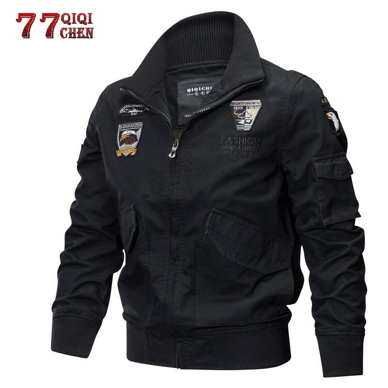 Áo khoác quân đội áo khoác bomber chiến thuật mùa thu đông cho nam áo khoác phi công vải cotton thêu cỡ lớn 5xl jaqueta masculina x.k