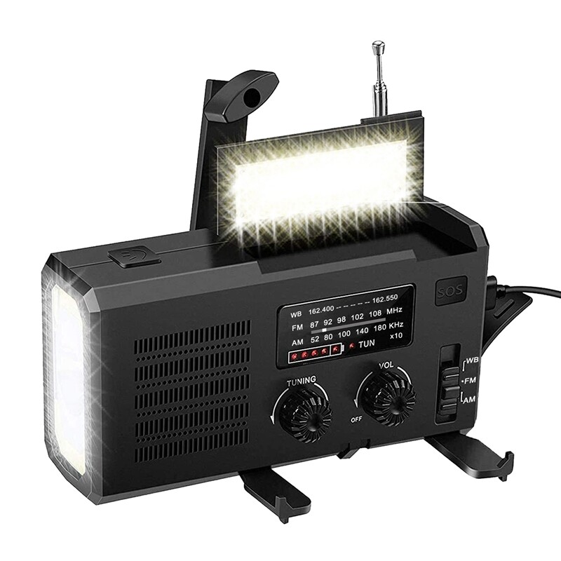 Solar Power Emergency AM FM Radio Outdoor Hand Crank Generator 4000MAh
