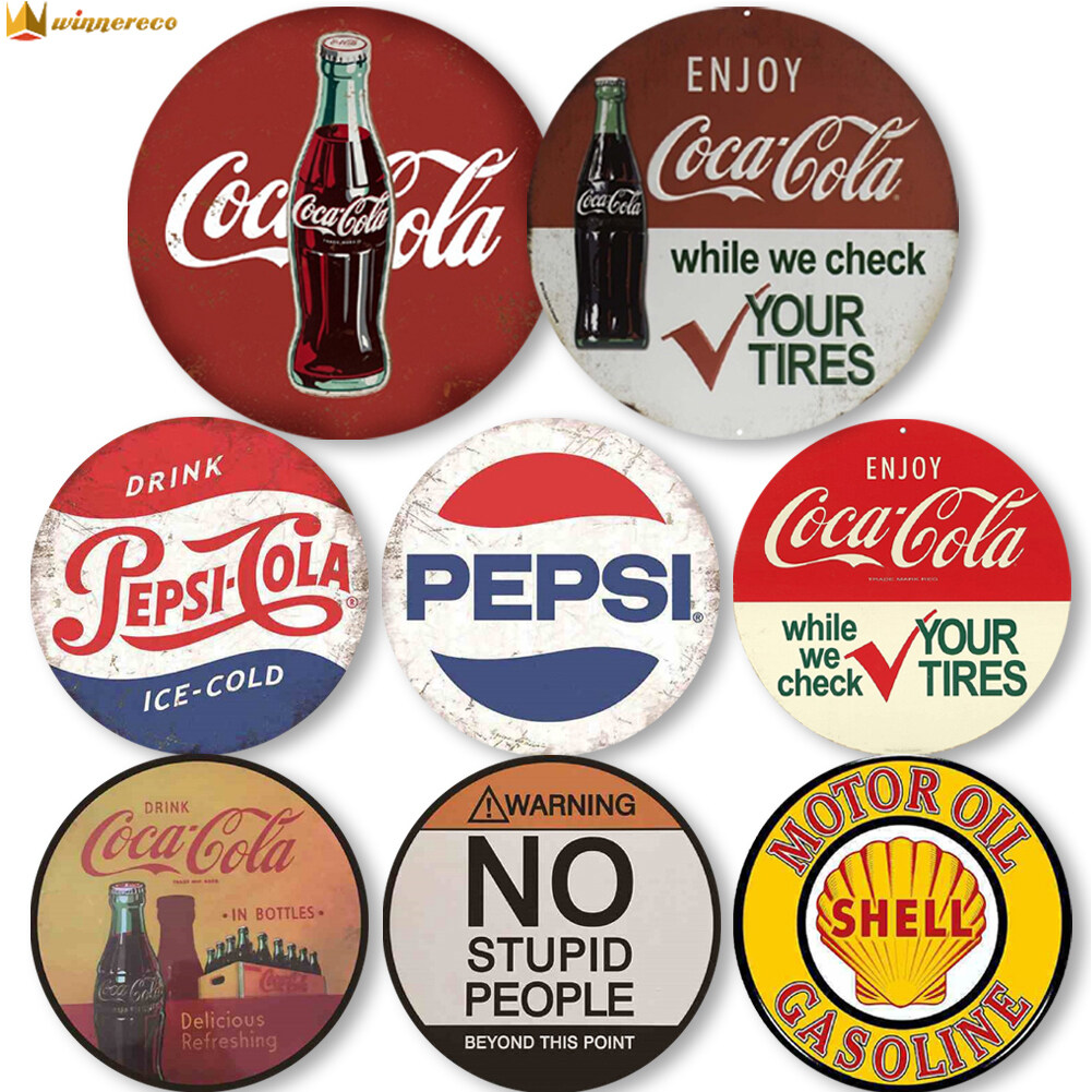 30 x 30cm Round Shape Mark Vintage Metal Tin Sign Plate Drinks Poster