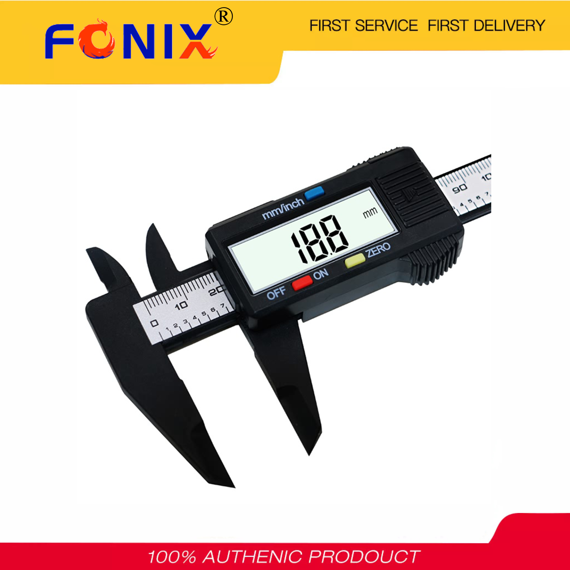 [Hàng Sẵn Có] FONIX Công Cụ Đo 0-150Mm 6 Inch LCD Nhựa Kỹ Thuật Số Điện Tử Bằng Sợi Carbon Quy Tắc Thước Cặp Caliper Đồng Hồ Micrô Mét