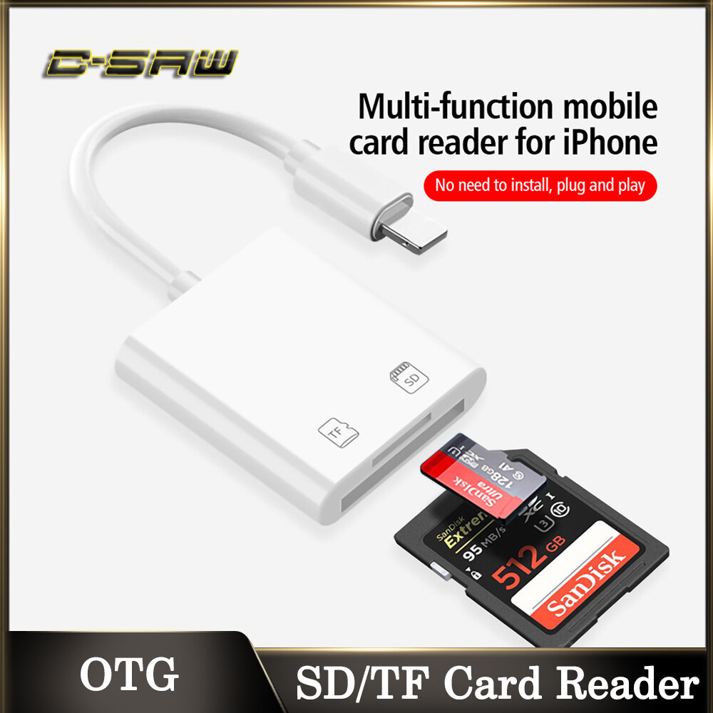 C-SAW Bộ Chuyển Đổi IOS 13 OTG, Chiếu Sáng Đến Camera Micro SD Đầu Đọc Thẻ Bộ Chuyển Đổi Thẻ Nhớ TF Cho iPhone 11 12