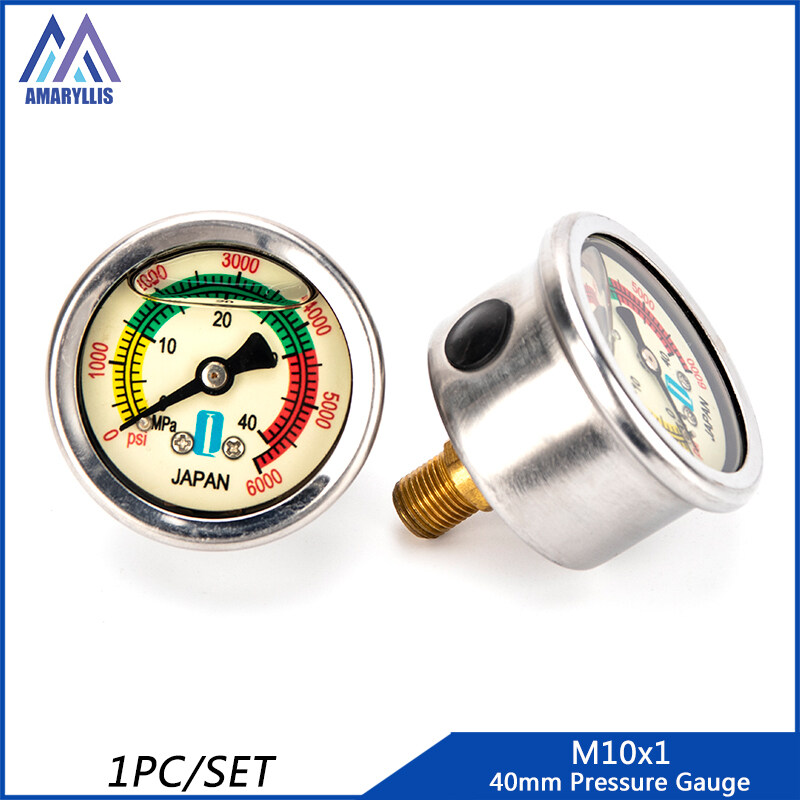 PCP van bơm Scuba áp kế 40mm cao đồng hồ đo áp suất m10x1 1.5 inch Đồng hồ đo áp suất có dầu chống sốc 40mpa 6000psi