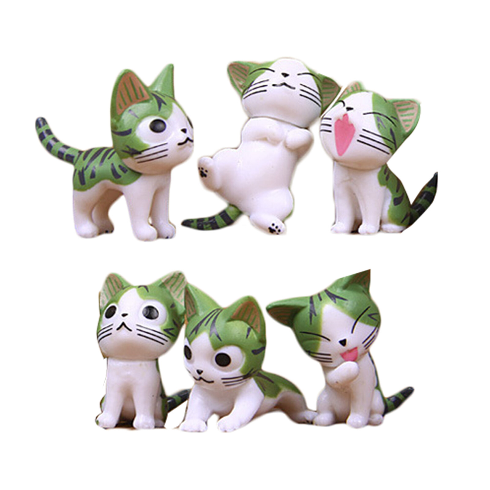 6Pcs Kitten Models Japanese Style Cute Miniature Gardening Doll Anime