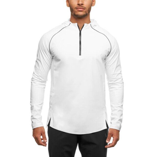 <> Autumn New Running Gym Men Sports Coat Fitness Long Sleeve Hooded Hoodies Zipper Slim Hiking Sweatshirts Male Training Jackets