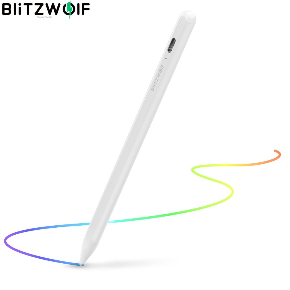 BW-SP1 BlitzWolf Bút Cảm Ứng Hoạt Động Có Thể Sạc Lại, Với Lòng Bàn Tay Từ Chối Cho iPad Phổ Tablet Điện Thoại Thông Minh Màn Hình Điện Dung, Trắng