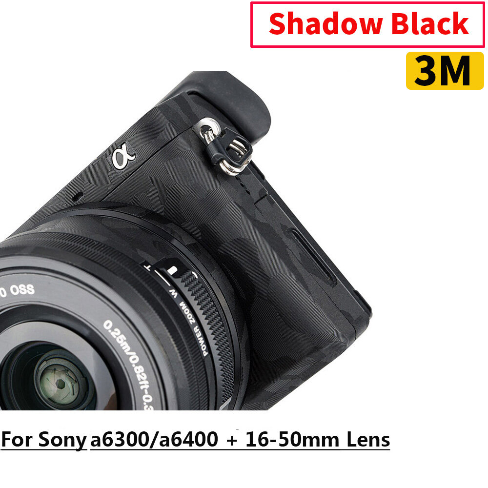 KIWIFOTOS Miếng Dán Trang Trí Da 3M Chống Trầy Xước Thân Máy Ảnh Miếng Dán Bảo Vệ Cho Ống Kính Sony A6400 A6300 + 16-50Mm
