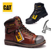 Caterpillar High-Top Leather Safety Boots with Steel Toe Protection