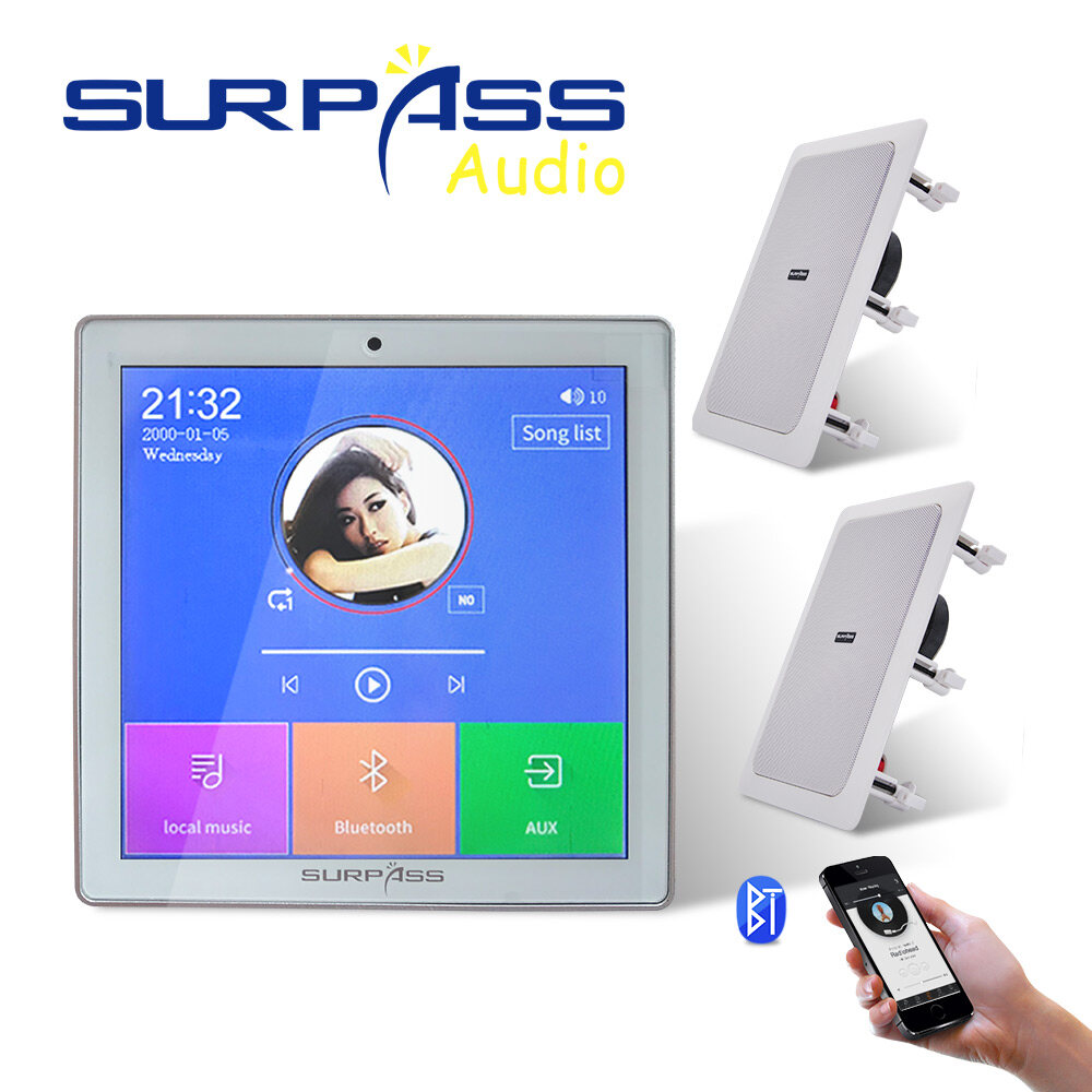 แอมพลิฟายเออร์ติดผนังหน้าจอสัมผัสที่รองรับ Bluetooth 2 ช่องแผงดนตรีขนาดเล็กแผ่นติดผนังพร้อมลำโพงสเตอริโอสี่เหลี่ยมเพดานขนาด 5 นิ้ว ชุดเครื่องเสียงโฮมแบ็คกราวด์ ราคา 7,882 บาท*ส่งฟรี