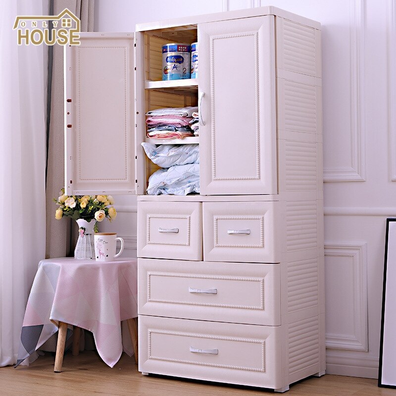 Lebi tủ quần áo trẻ em tủ quần áo trẻ em hai cửa đơn giản phong cách châu âu tủ quần áo gia đình tủ đựng ngăn kéo bằng nhựa