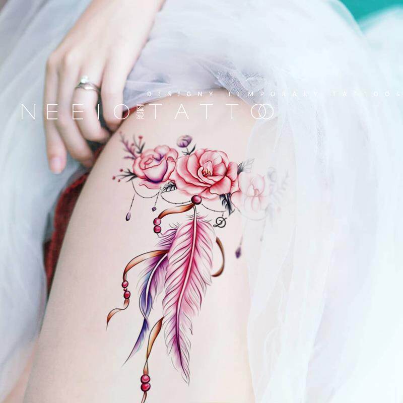 Hình Xăm Dán Tạm Thời Hoa Lông Vũ Chống Thấm Nước Và Mồ Hôi Cho Nam Và Nữ Cánh Tay Bắp Chân Cá Tính Để Che Sẹo