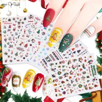 myyeah 6 Styles Christmas Self-adhesive Nail Stickers Santa Claus Snowflake Elk Cane Little Red Riding Hood Nail Decals Nail Decoration