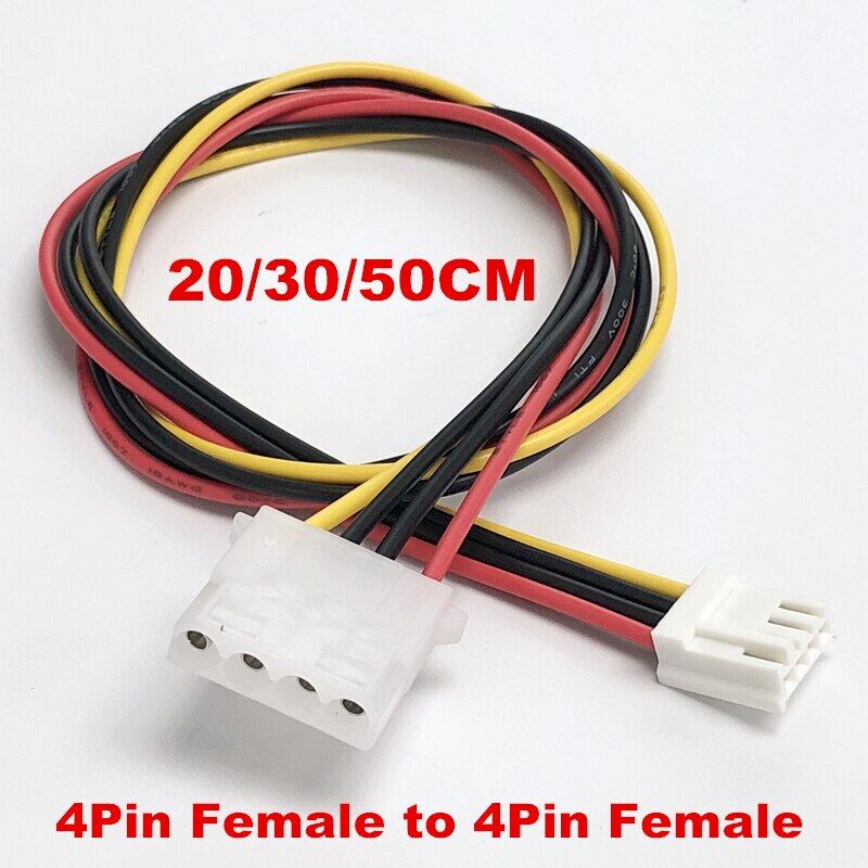 【Trusted】 Nữ 18AWG nữ ổ đĩa Cáp nguồn để dây nguồn 4pin adapter nhỏ dây kết nối PC Molex 2.54mm 4pin IDE phụ kiện máy tính mềm