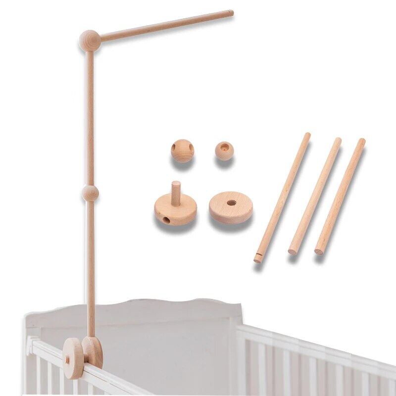 Let s make Baby Rattle Toy 0-12 Months Beech Wood Bed Bell Bracket Set