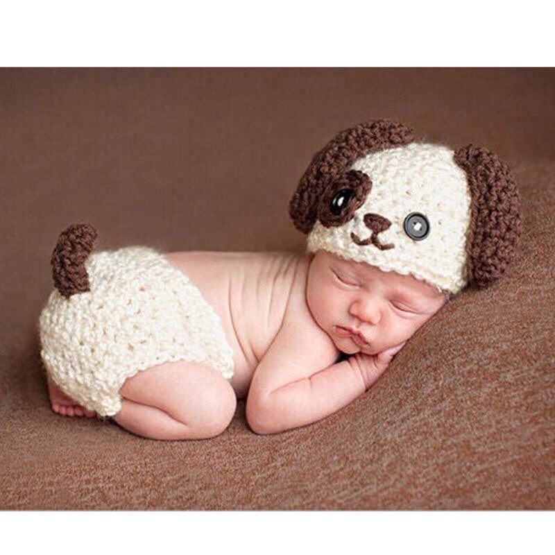 Bộ len chụp ảnh sơ sinh newborn hình chó cún