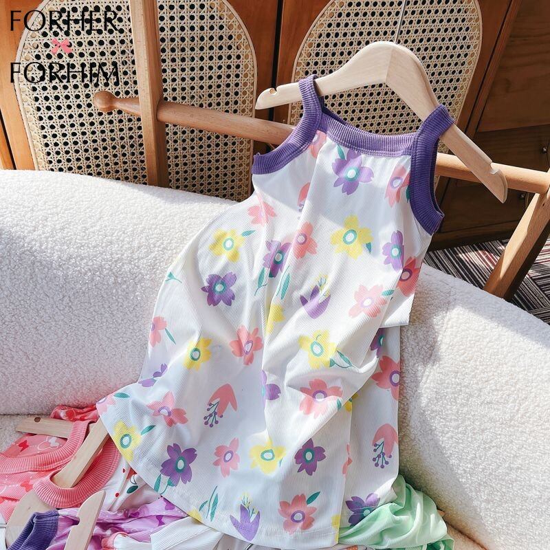 FORHER FORHIM Girl's dress beach skirt Suspender sundress mid-child cotton spring and summer style princess skirt little girl cute super fairy FH3813 ราคา 181 บาท*ส่งฟรี