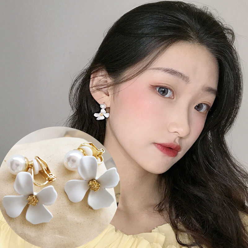 【♡Nhà Bé Gái Đáng Yêu♡】Thời trang Rẻ Bông Tai Ngọc Trai Hoa Nhỏ Mờ Màu Kẹo Ngọt, Bông Tai Macaron Sức Sống Mùa Hè Kẹp Tai Cho Nữ