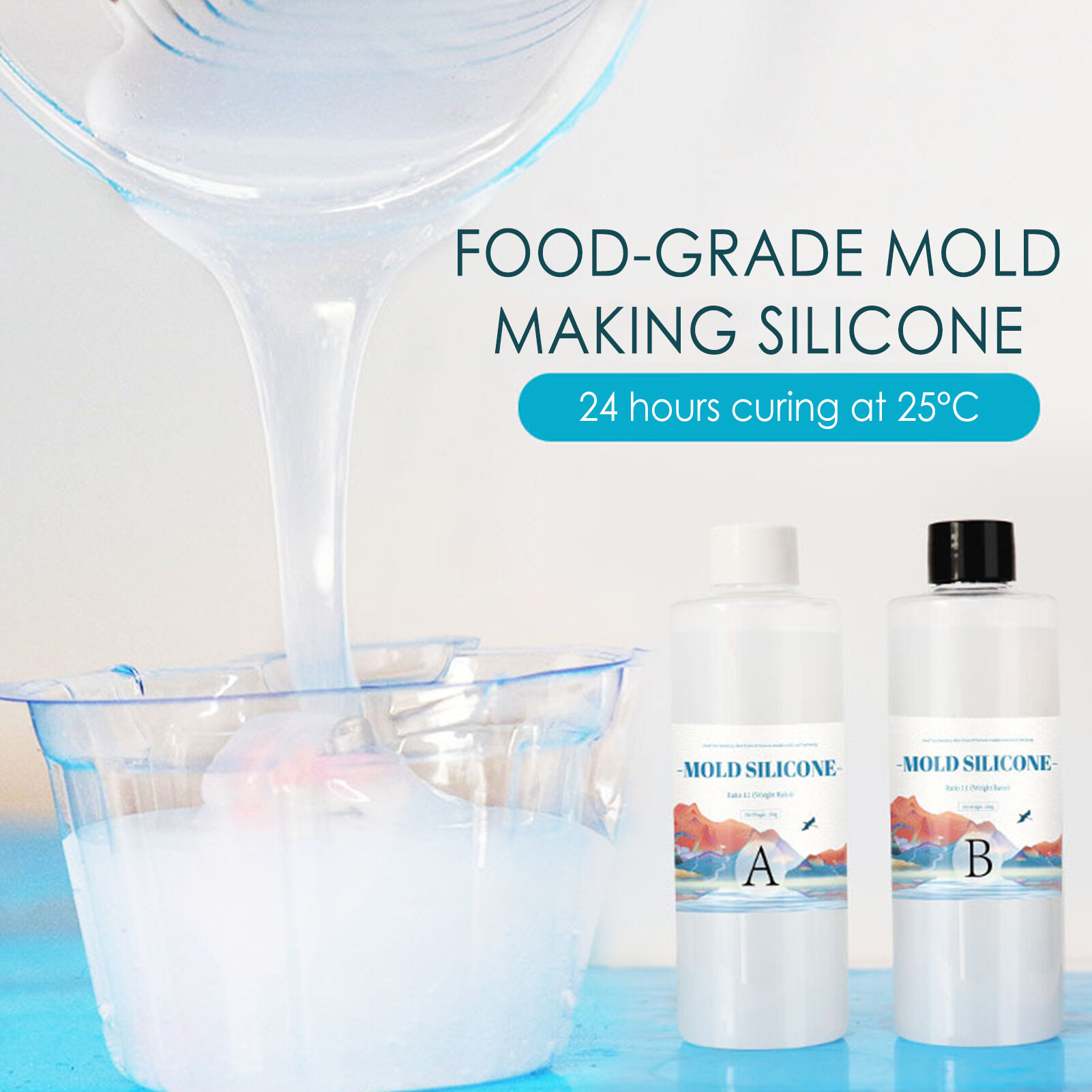 Bộ Dụng Cụ Làm Khuôn Silicon Khuôn Trong Suốt Không Bong Bóng Cao Su Silicon Lỏng Tỷ Lệ Trộn Silicone Khuôn Silicon 1:1 Cho Khuôn Nhựa Khuôn Silicon Tự Làm